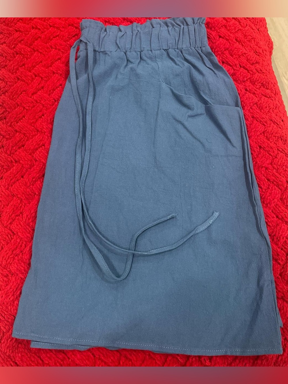 SHEIN Navy Paperbag Waist Midi Skirt with Tie